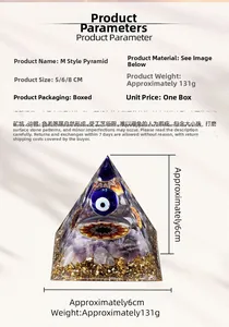 Macro detail of Orgonite Evil Eye pyramid with lapis stones and gold leaf layers