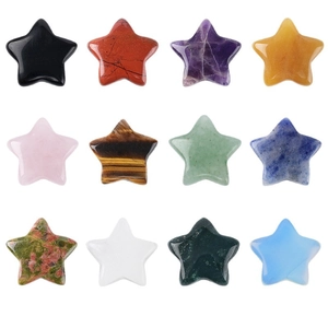 Set of 12 natural crystal star stones including amethyst and rose quartz for home decor