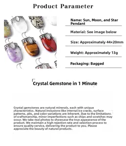 Spécifications de taille pour pendentif soleil lune étoile avec pierres précieuses