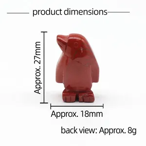 Miniature penguin figurine hand-carved from natural red jasper stone for home decor