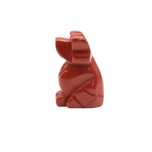 Miniature red jasper dog figurine, hand-carved natural stone animal ornament for home decor