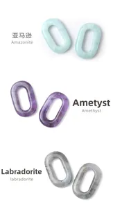 Set de anillos ovales de piedras semipreciosas Amazonita, Amatista y Labradorita para DIY
