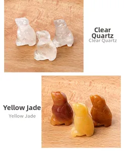 Detailed comparison of hand-carved clear quartz and yellow jade bird figurines