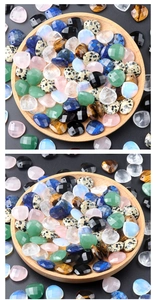 Macro shot of assorted faceted heart-shaped natural crystal pendants for DIY jewelry