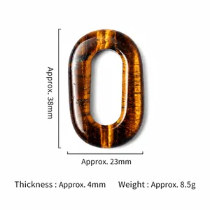 Colgante ovalado de piedra ojo de tigre natural 38x23x4mm para creación de joyas