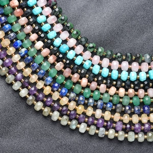 Faceted natural semi-precious crystal wheel beads in various colors for jewelry making