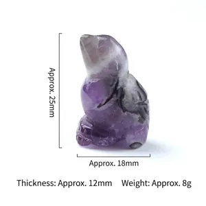 Mini hand-carved natural amethyst owl figurine home decor, 25mm height crystal bird sculpture