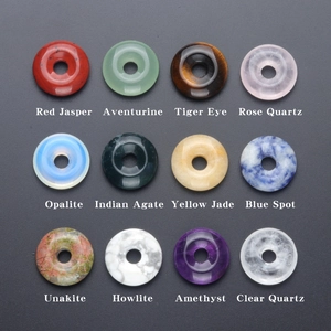 20mm Natural Stone Pi Disc Pendant Crystal Gemstone Donut Beads For DIY Jewelry Making Necklace Bracelet Healing Stone
