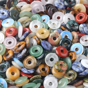 Assorted natural crystal donut stones for DIY necklaces and bracelets making