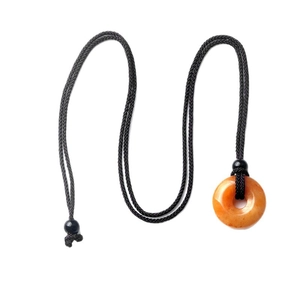 Collier pendentif donut en agate orange avec cordon noir tressé pour hommes et femmes