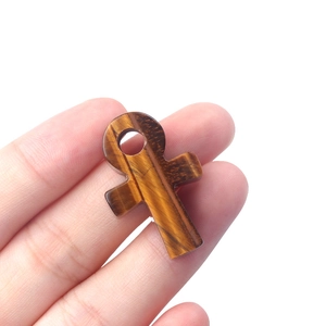 Ägyptischer Ankh-Anhänger aus Tigerauge-Stein, handgehalten mit natürlicher Maserung