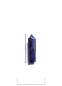 Macro detail of blue natural lapis lazuli hexagonal crystal point showing 32mm size height