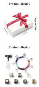 7 Chakra Heilstein Schmuckset mit Kristallanhänger und Perlenarmband in Geschenkbox