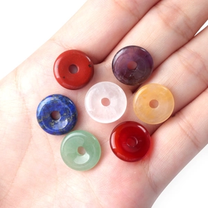 Natural Stone Donut Charms Seven Chakra Gemstones For DIY Jewelry Making Agate Amethyst Lapis Aventurine Quartz Pendant