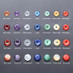 Set of 7 natural chakra stone donut pendants including amethyst and agate for DIY jewelry