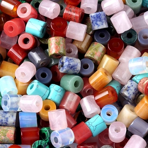Mix van kleurrijke cilindrische stenen kralen met groot gat voor DIY-sieraden