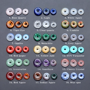 Natural Crystal Agate Stone Donut Pendant Pingan Kou Loose Beads For DIY Jewelry Making Accessories Hand Polished Gemstone Findings
