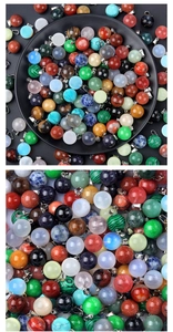 Collection détaillée de pendentifs boules en pierres naturelles 14mm avec attaches métal