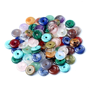 Assorted natural crystal agate donut pendants and平安扣 beads for DIY jewelry making