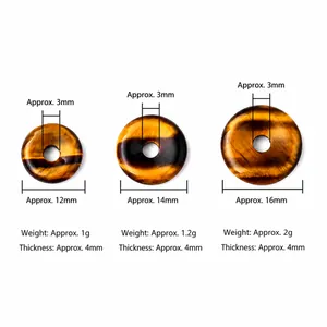 Φυσικά μενταγιόν donut από μάτι της τίγρης 12mm 14mm 16mm για κατασκευή κοσμημάτων