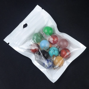 Lot de pendentifs boules en cristal naturel 14mm avec attaches argentées en sachet