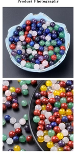 Macro detail of multi-colored natural crystal round beads for DIY jewelry making