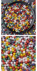 Macro shot of 6mm mixed color crystal agate beads with smooth surface for DIY jewelry