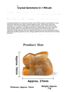 Detailed size specifications for the rabbit-shaped orange agate crystal figurine