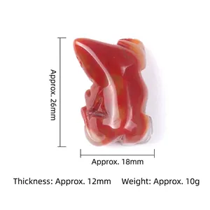 Natural agate stone lizard carving figurine ornament in deep red with dimensions