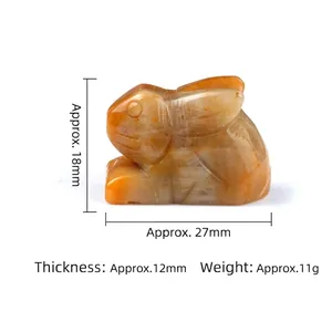 Natural yellow agate quartz rabbit crystal carving stone animal ornament for home decor