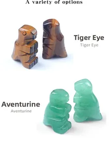Détails de figurines de dinosaures sculptées en œil de tigre et aventurine verte