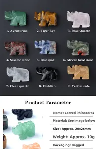 Detailed size specifications of 20x26mm carved crystal rhinoceros stone ornaments