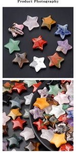 Close-up of polished colorful natural semi-precious crystal star-shaped gemstones