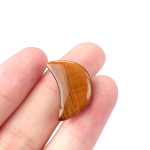 Tiger eye stone crescent moon pendant, 20mm polished natural crystal for DIY jewelry