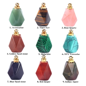 Zeshoekige Parfumfles Hanger Natuursteen Kristal Essentiële Olie Diffuser Flesje Geometrische Sieraden