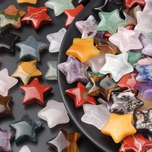 Star Shaped Natural Stone Crystal Agate Polished No Hole Five Pointed Star Healing Stones For DIY Jewelry Making Home Decor