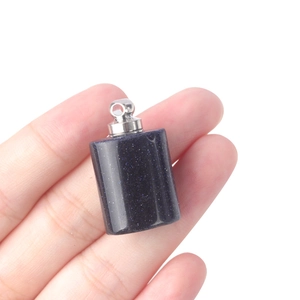 Natuurlijke blauwe zandsteen parfumfles hanger met zilveren metalen sluiting clip