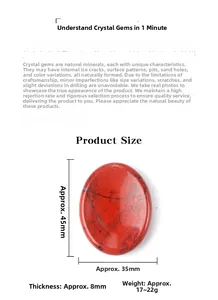 Dimensioni dettagliate della pietra del pollice in diaspro rosso 45x35mm e peso