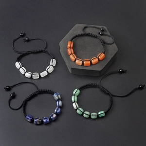 Pulsera Ajustable Tejida a Mano de Piedra Natural Cristal de Sanación Chakra Cuarzo Rosa Amatista Ojo de Tigre Joyas de Yoga Unisex