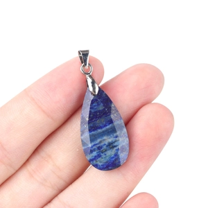Natürlicher Lapislazuli Tropfenanhänger mit silbernem Verschluss für DIY-Schmuck