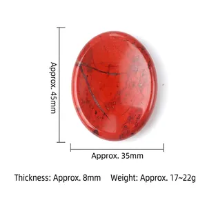Pietra del pollice in diaspro rosso, pietra ovale naturale lucida 45x35mm relax