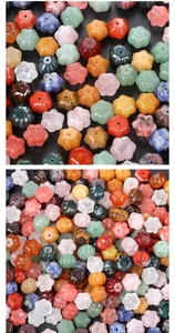 Makroansicht blütenförmiger Natursteinperlen mit detaillierten Texturen für Schmuck