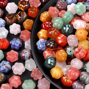 Naturkristall Halbedelstein Kürbis Blume Lose Perlen Für DIY Schmuckherstellung Spacer Achat Quarz Tigerauge Perlen