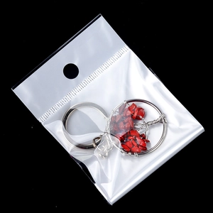 Handmade Tree of Life keychain with red natural crystal stones and silver wire wrapping