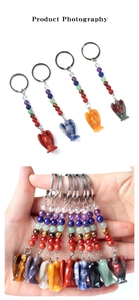Vue détaillée du porte-clés ange chakra avec perles en pierre naturelle et anneau en alliage