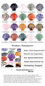 Détails de coquillages en cristal naturel sculptés de 30mm en 19 types de pierres fines
