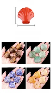 Détails de sculptures de coquillages en pierres naturelles de 30mm en divers cristaux