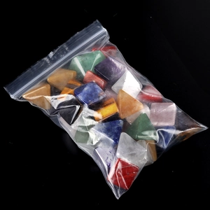 Bulk pack of 20mm natural crystal pyramids in assorted colorful gemstones for home energy
