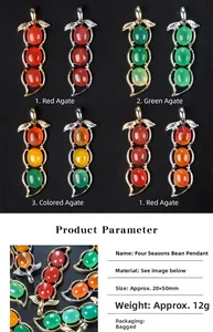 Macro detail of tricolor chalcedony bean pendants in gold and silver alloy frames