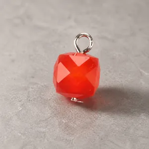 9mm red faceted cube crystal bead with metal loop for DIY clothing and accessories